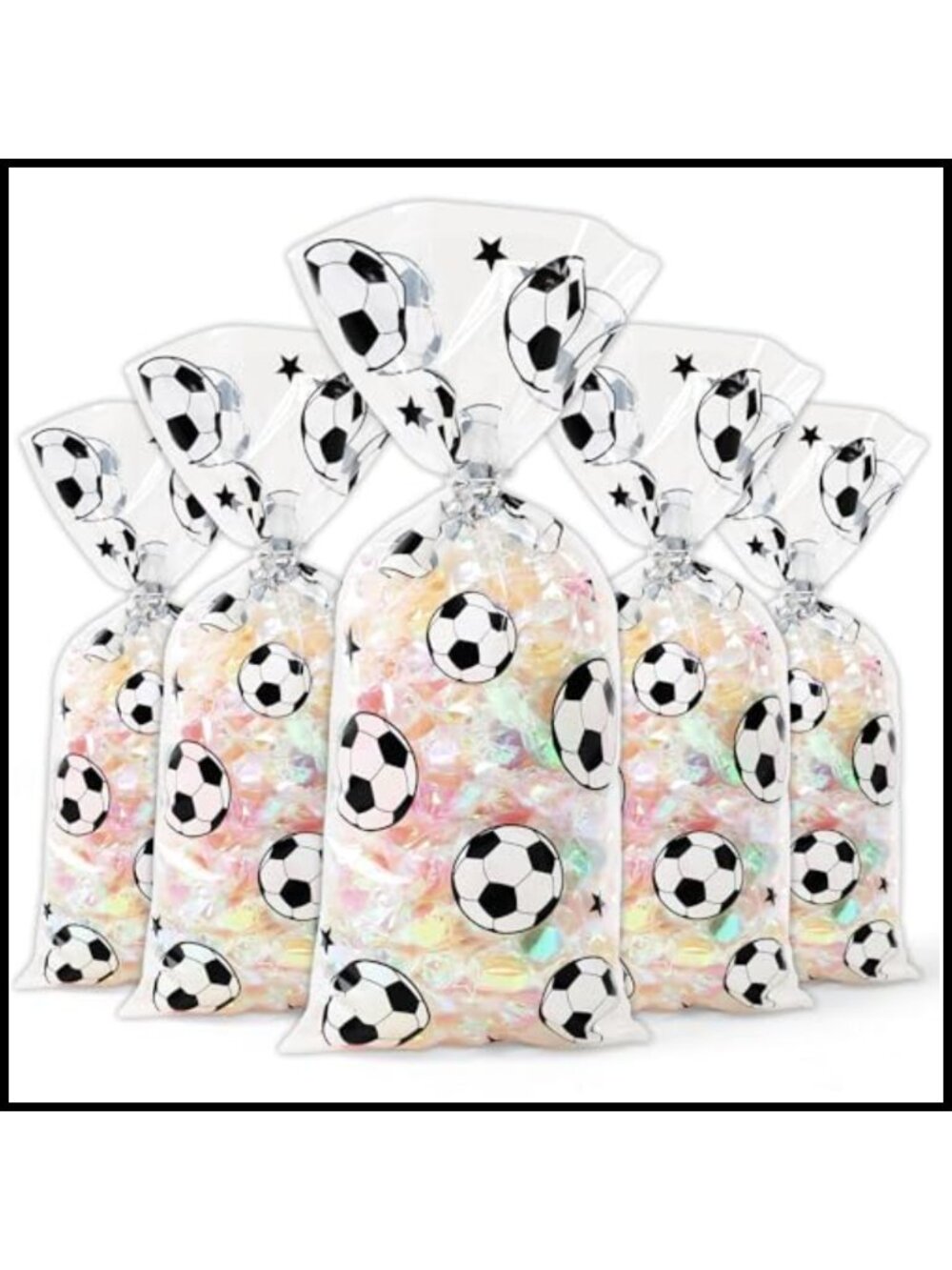 Soccer Cellophane Treat Bags 120 Pieces with Twist Ties Party Favors